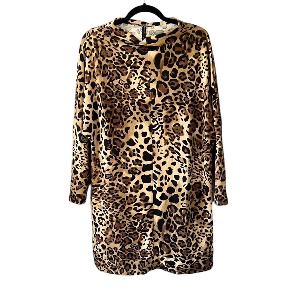 W118 By Walter Baker Sz M Leopard Print Lightweight Sweater Dress Long Sleeve